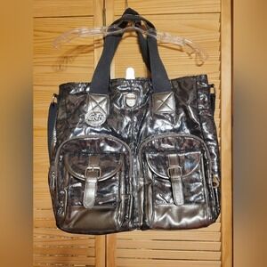 Giovanni‎ and Rucci bag travel tote large matalic black and grey shinny print